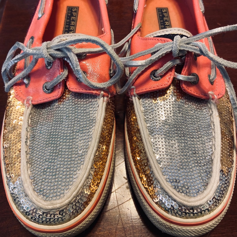 Ombre Pink and Gold Sequin Sperry Top-Sider